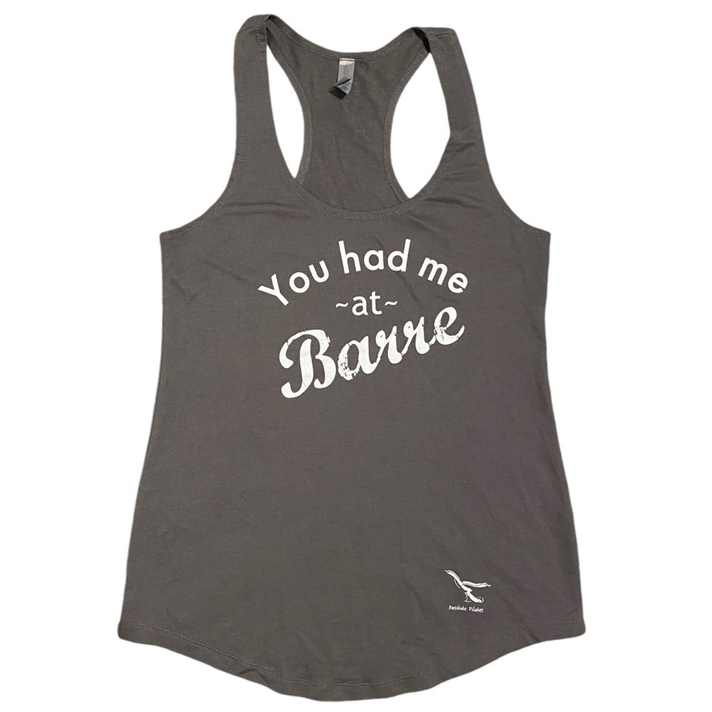 You Had Me at Barre Charcoal Gray Scoop Neck Sleeveless Terry Cloth Tank Top